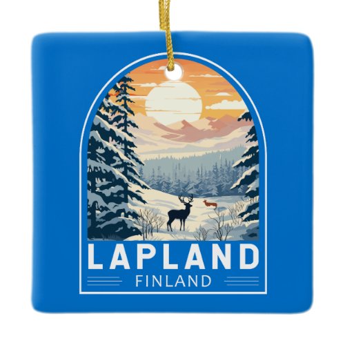 Lapland Finland Travel Art Vintage Ceramic Ornament