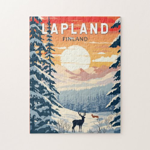 Lapland Finland Travel Art Vintage Jigsaw Puzzle