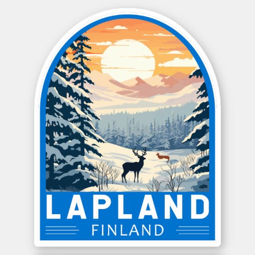 Lapland Finland Travel Art Vintage Sticker