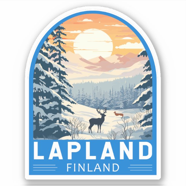 Lapland Finland Travel Art Vintage Sticker (Front)