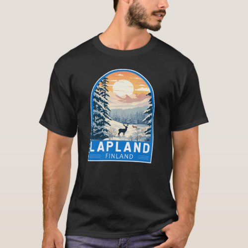Lapland Finland Travel Art Vintage T_Shirt
