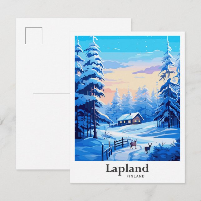 Lapland Finland Travel Potrait Illustration Postcard (Front/Back)