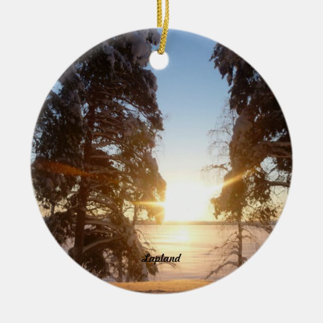 Lapland Landscape Ceramic Ornament (Front)