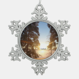 Lapland Sunset Snowflake Pewter Christmas Ornament