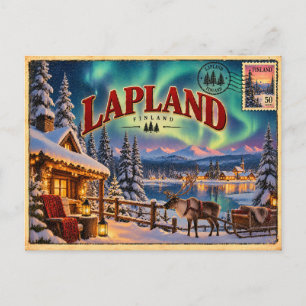 Lapland Vintage Travel Art Postcard