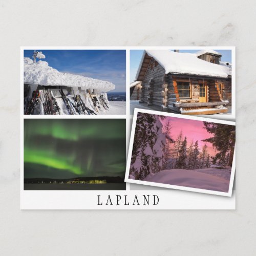 Lapland winter landscapes collage with loose image postcard