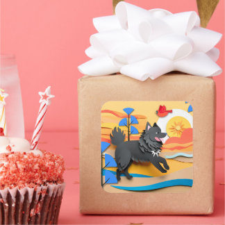 LAPPY GO LUCKY  Lapphund  Square Sticker