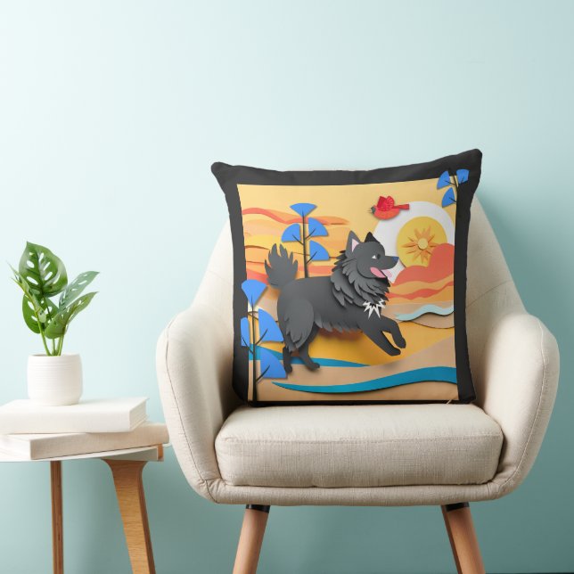 LAPPY GO LUCKY  Lapphund  Throw Pillow (Chair)