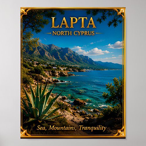 Lapta North Cyprus Mountain Coast Travel Memory Poster