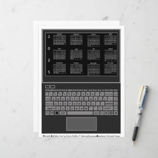 Laptop and Keyboard 2025 Calendar On Screen