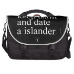 keep calm  and date a islander  Laptop Bags