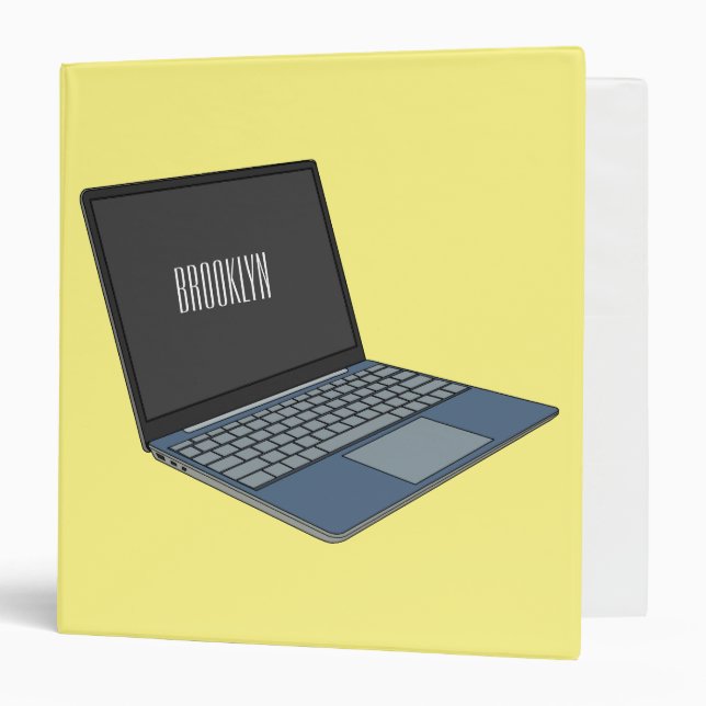 Laptop cartoon illustration  3 ring binder (Front/Inside)