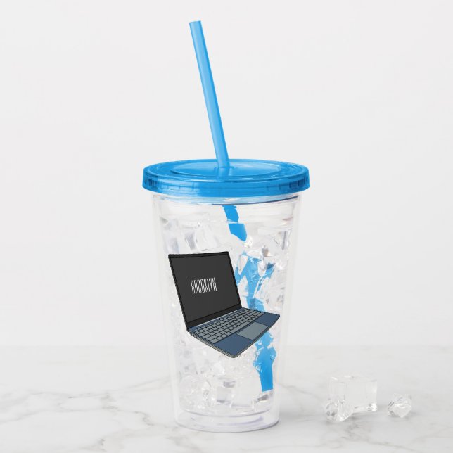 Laptop cartoon illustration  acrylic tumbler (Front Ice)