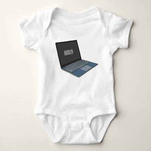 Laptop cartoon illustration  baby bodysuit