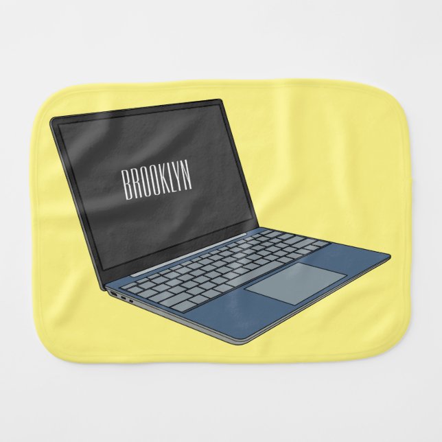 Laptop cartoon illustration  baby burp cloth (Front Horizontal)