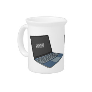 Laptop cartoon illustration beverage pitcher