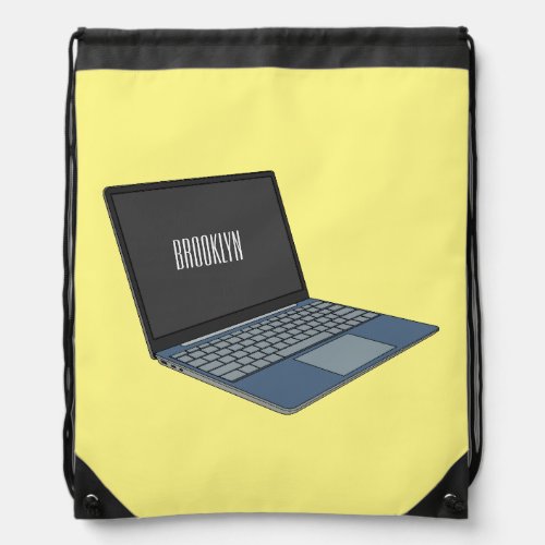 Laptop cartoon illustration  drawstring bag