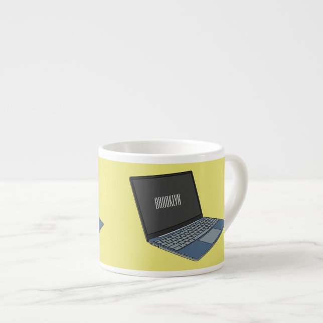 Laptop cartoon illustration  espresso cup (Front Right)