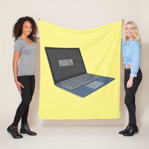 Laptop cartoon illustration  fleece blanket