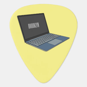 Laptop cartoon illustration  guitar pick