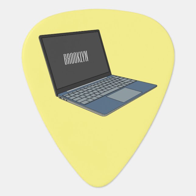 Laptop cartoon illustration  guitar pick (Front)