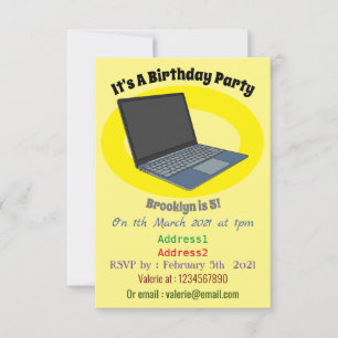 Laptop cartoon illustration invitation