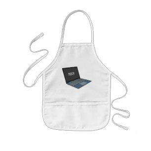 Laptop cartoon illustration kids' apron
