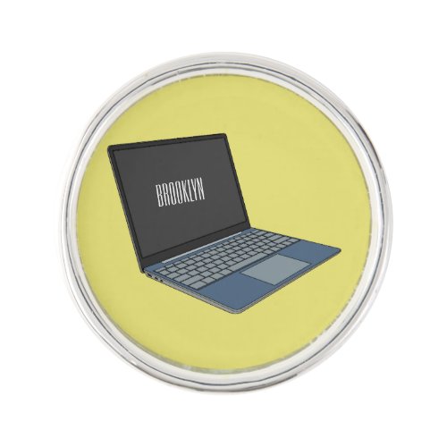 Laptop cartoon illustration  lapel pin