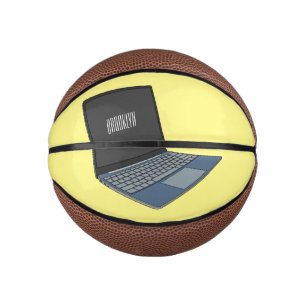 Laptop cartoon illustration  mini basketball