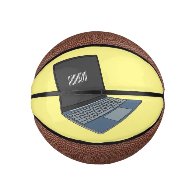Laptop cartoon illustration  mini basketball (Front)