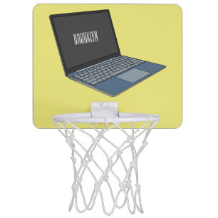 Laptop cartoon illustration mini basketball hoop
