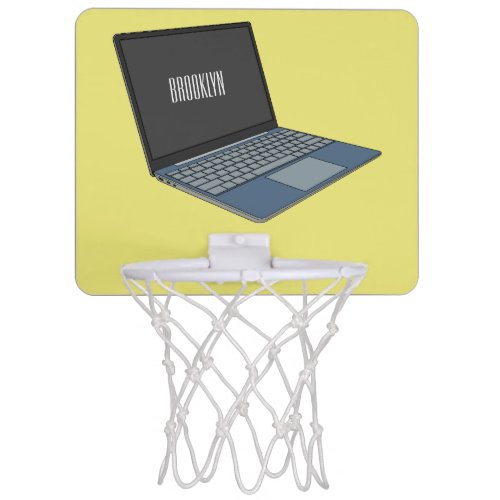 Laptop cartoon illustration  mini basketball hoop