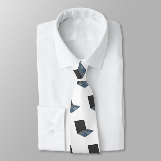 Laptop cartoon illustration  neck tie (Tied)