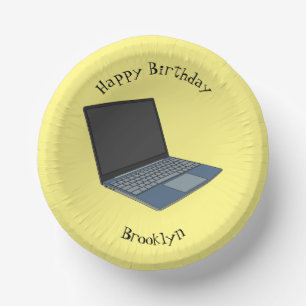 Laptop cartoon illustration paper bowls