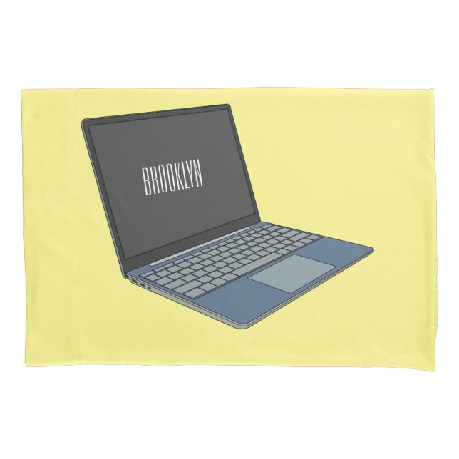 Laptop cartoon illustration  pillow case (Front)