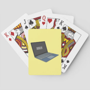 Laptop cartoon illustration poker cards