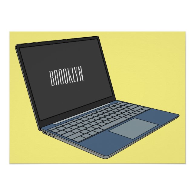 Laptop cartoon illustration  poster (Front)