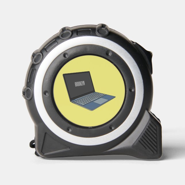 Laptop cartoon illustration  tape measure (Front)