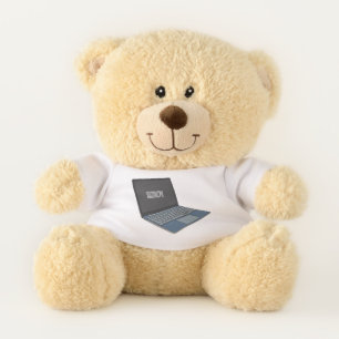 Laptop cartoon illustration teddy bear