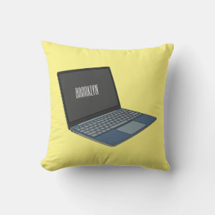 Laptop cartoon illustration  throw pillow