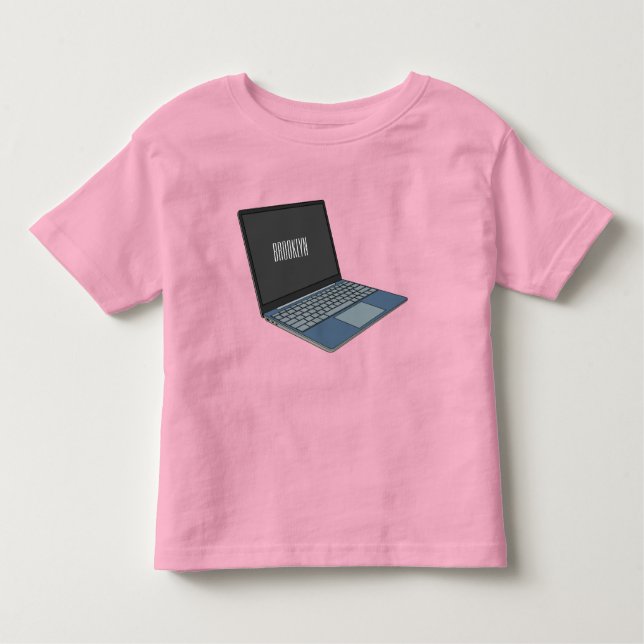 Laptop cartoon illustration  toddler t-shirt (Front)