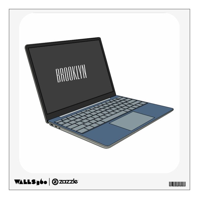 Laptop cartoon illustration  wall decal (Front)