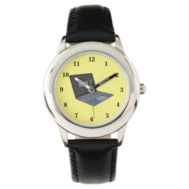 Laptop cartoon illustration  watch (Front)