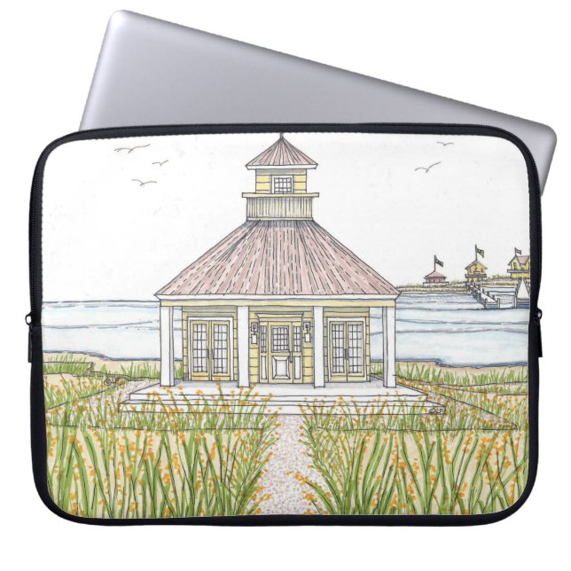 Laptop Case; Yellow Beach Cottage; Electronics Sleeve (Front)