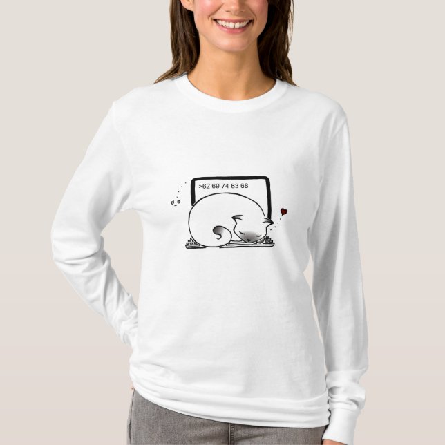 Laptop Cat Bed (Blue Point) Hoodie T-Shirt (Front)