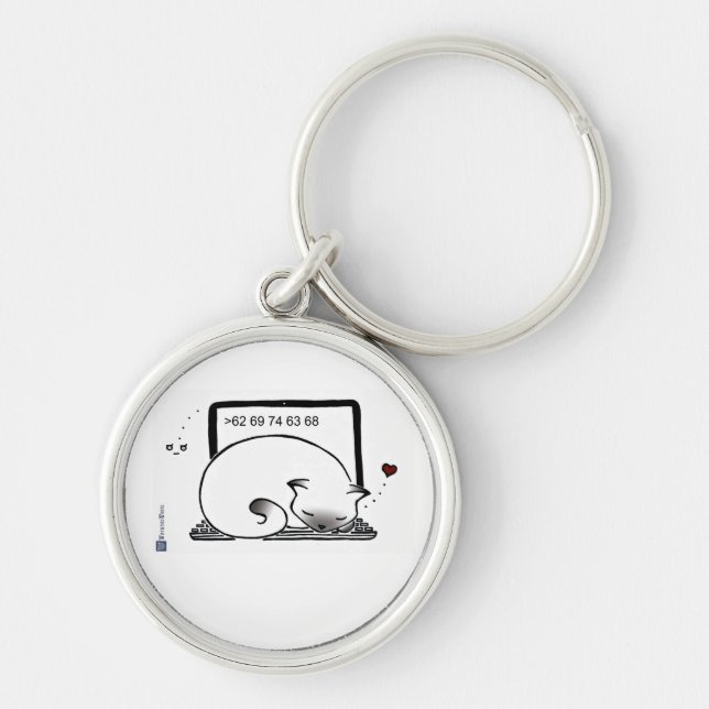 Laptop Cat Bed (Blue Point Siamese) Key Charm Keychain (Front)