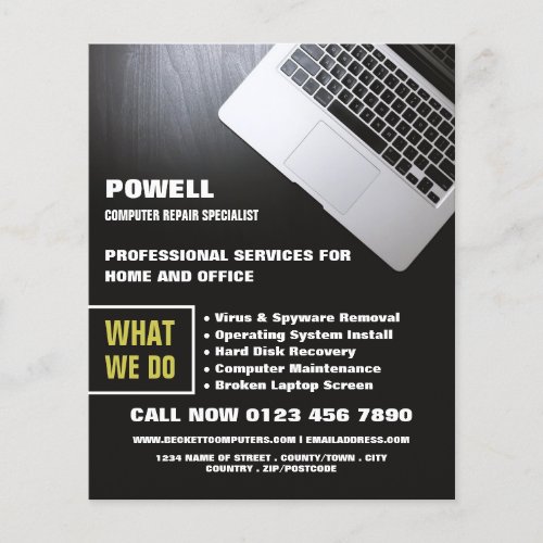 Laptop Computer Repair Specialist Advertising Flyer