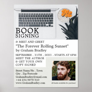 Laptop Display, Writers Book Signing Advertising Poster