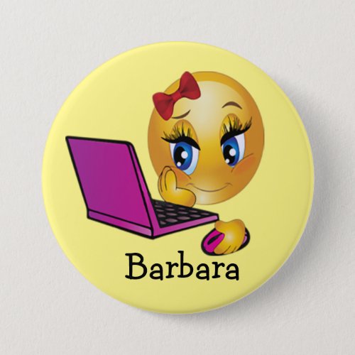 Laptop Emoji Girl  Button