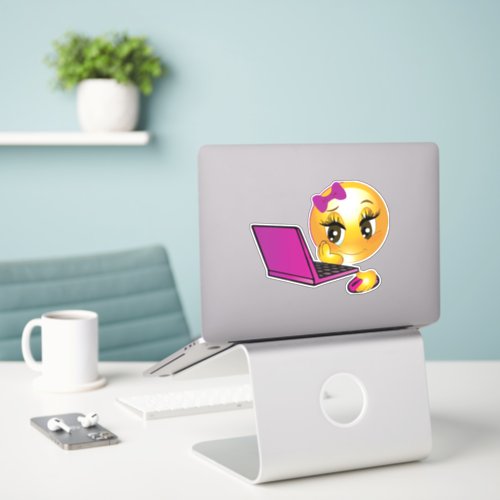 Laptop Emoji Girl Sticker